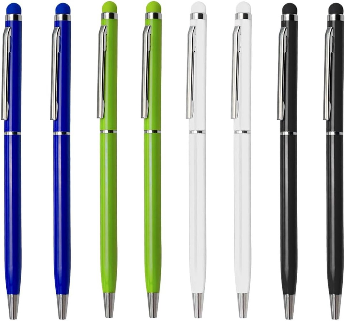 8 Stuks 2 In 1 Zwarte Metalen Balpen Ergonomische Balpen Voor Kantoor En Thuis