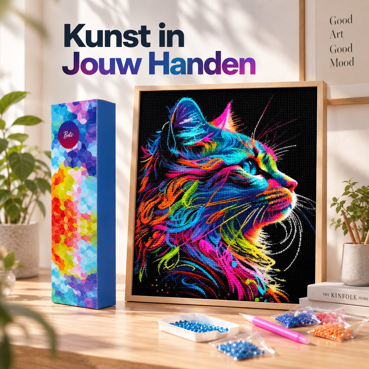 BOTC Diamond Painting Volwassenen - Diamond Painting Kinderen - Diamond Painting Pakket Volledig - Kat - 30x40CM — afbeelding 8
