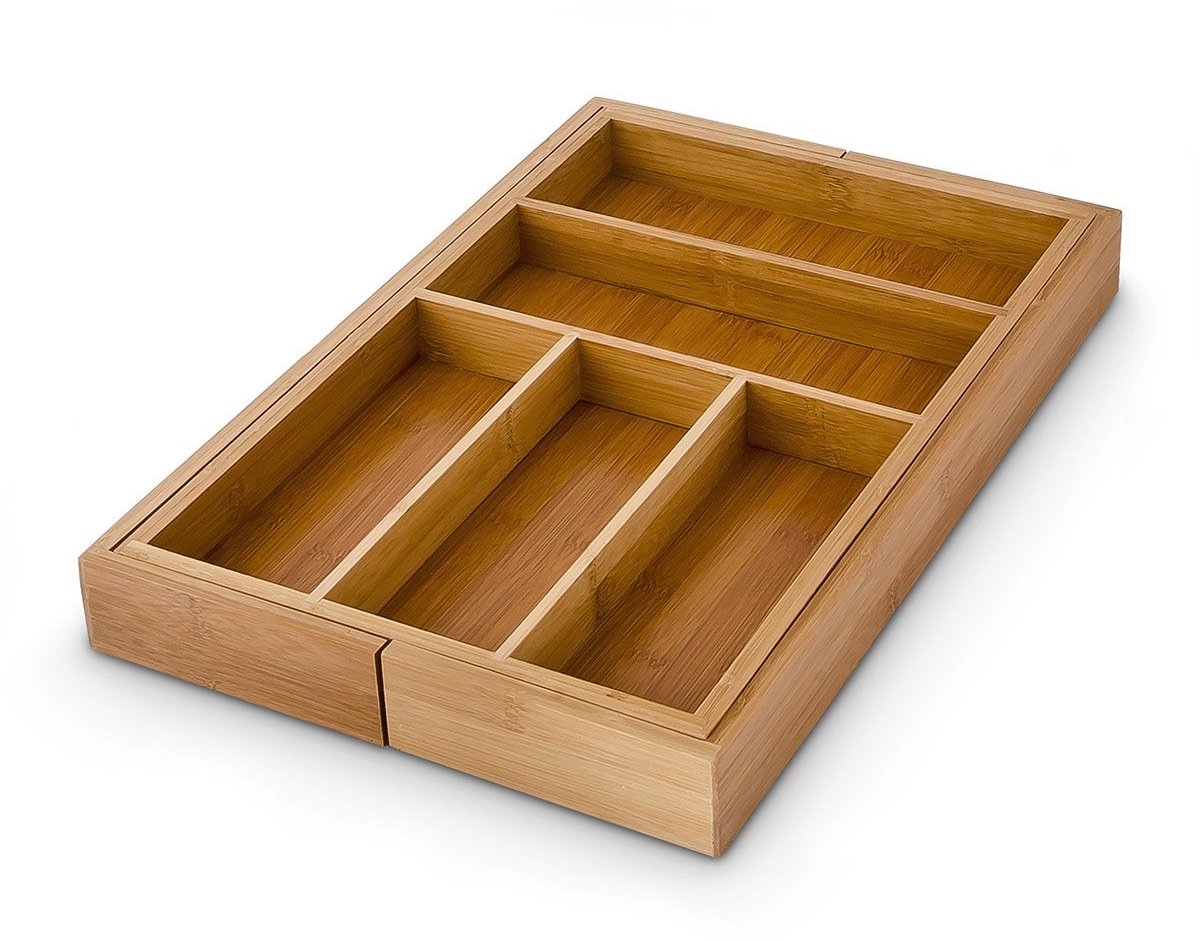 Bamboe bestekbak, verstelbaar, (hxbxd) ca. 5 x 48 x 46 cm, inzet voor lades, met 5 tot 7 vakken, royale naturel keukenorganizer