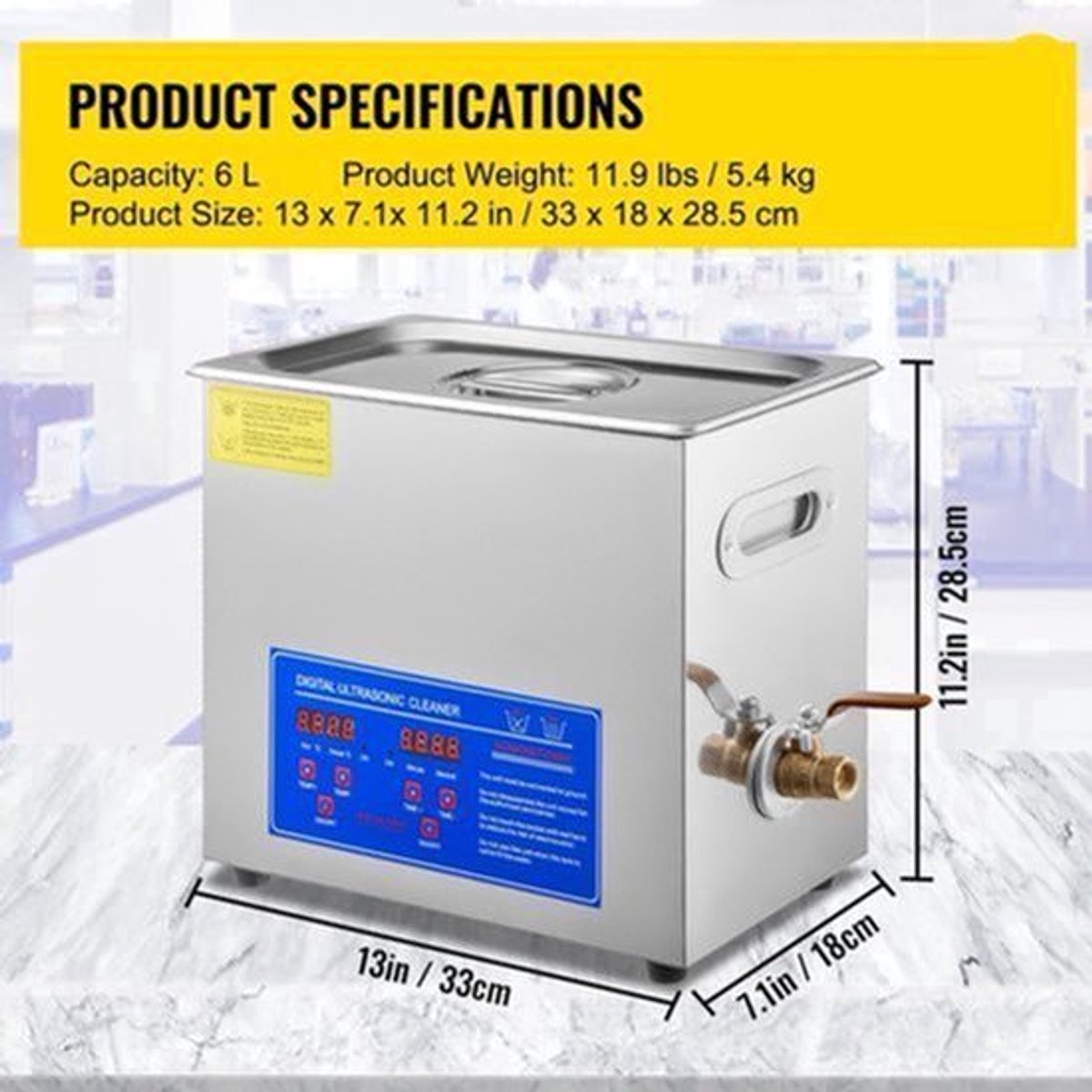 Ultrasoon Reiniger - Reinigingsapparaat voor Sieraden en Brillen - 6L - Ultrasone - Ultrasonic Cleaner - Professionele Draagbare Wasmachine - voor Sieraden, Gereedschap en Huishoudelijk Gebruik