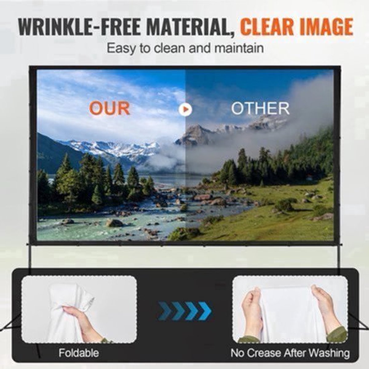 Beamer Scherm - Projector Screen - Projector Scherm - Projector Doek - 150in - 16:9 - Projector Scherm voor Beamer - Home Cinema Thuisbioscoop - Draagbare Beamer - Tripods