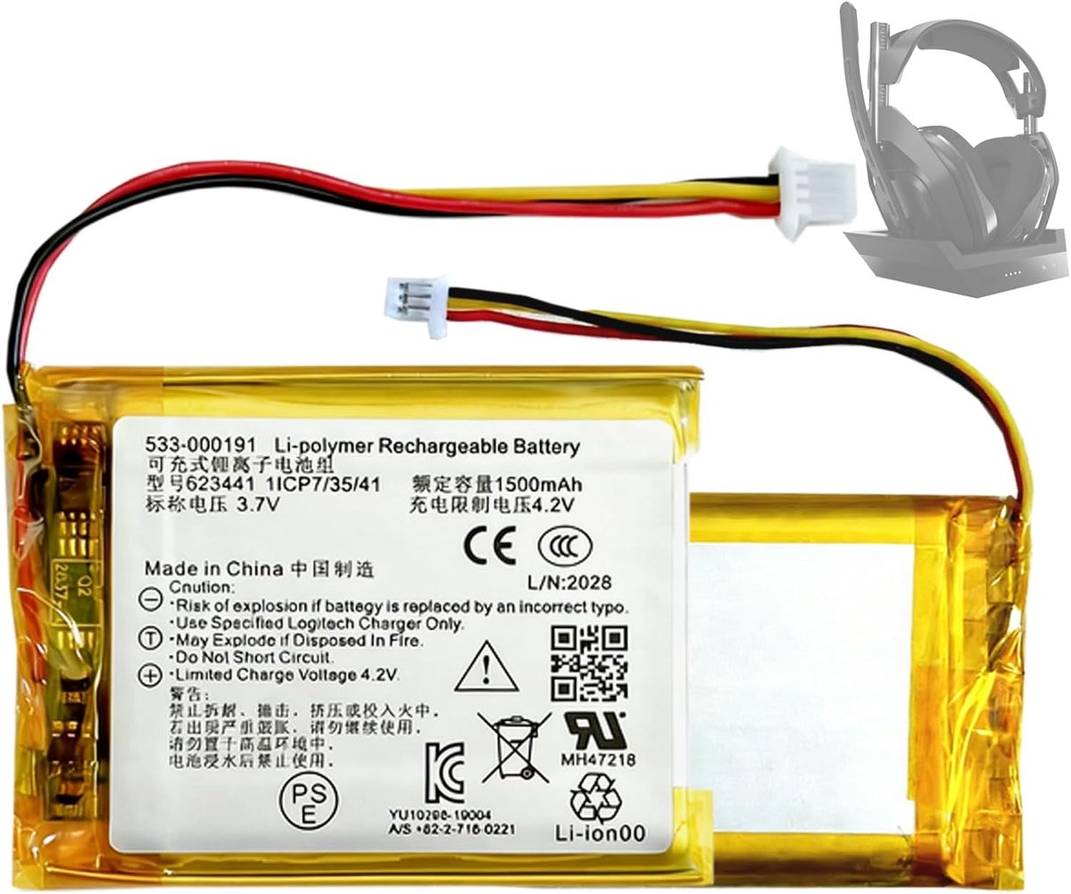 Batterij 623441 533-000169 533-000191 compatibel met Astro Gaming A50 draadloze headset koptelefoon Bluetooth headset