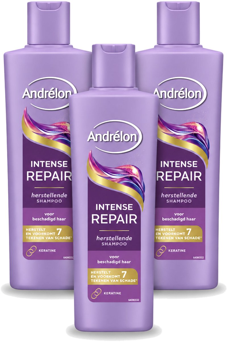 3 x Andrélon – Shampoo – Intense Repair – 250 ml - Bulkverpakking - 3 stuks
