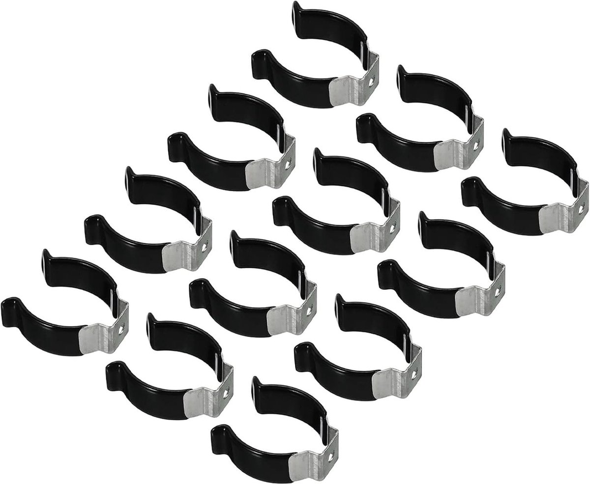 12 Stuks T10 U Clips Houder voor LED Lamp Bevestiging - RVS Fluorescentie Tube Klemmen en Gereedschap om Doorzakken te Voorkomen, Zwart