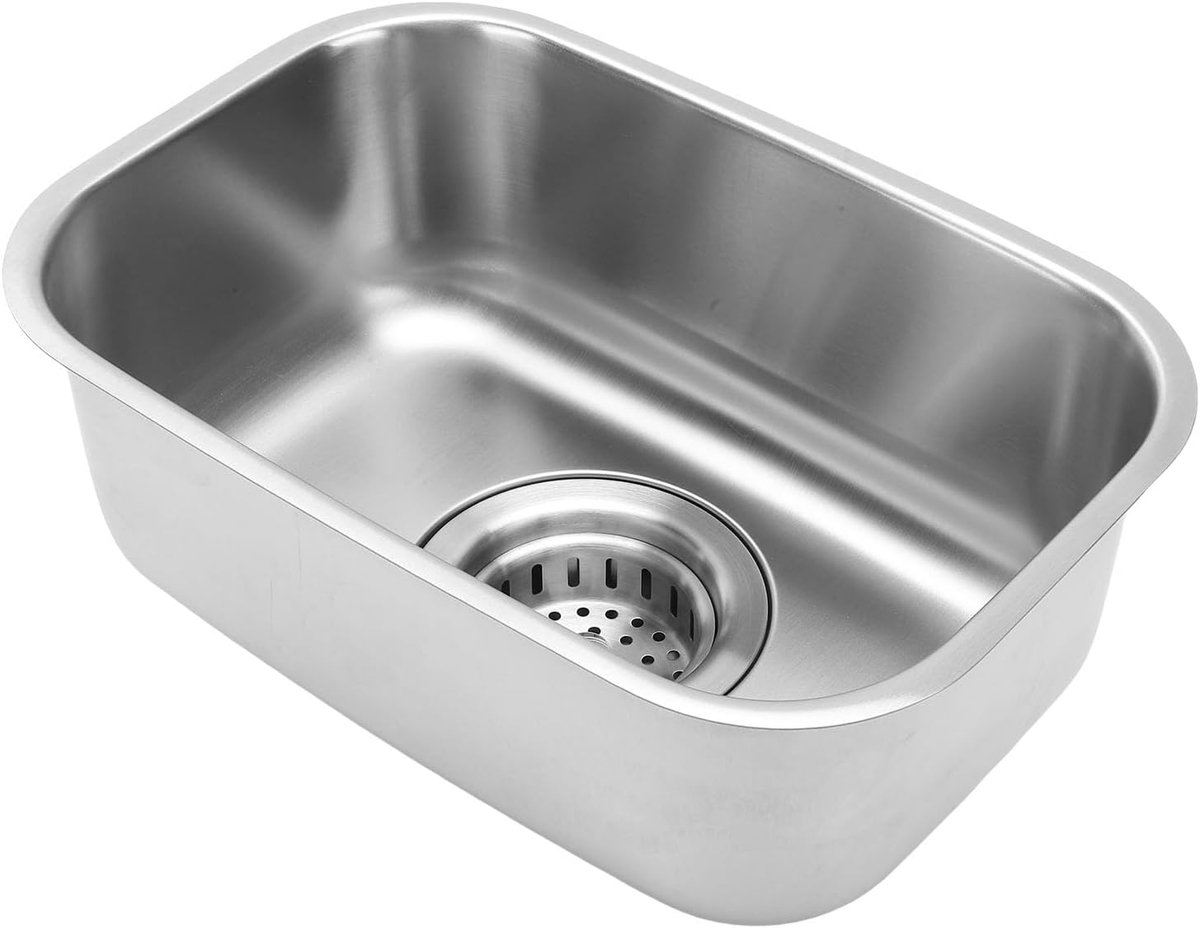 12,6 X 8,66 X 4,72 Inch Onderbouw Roestvrijstalen Keukenspoelbak met Enkele Bak, Kwaliteit 304, Geborstelde Afwerking, Inclusief Afvoerkit, Ruimtebesparend Ontwerp voor Auto's,