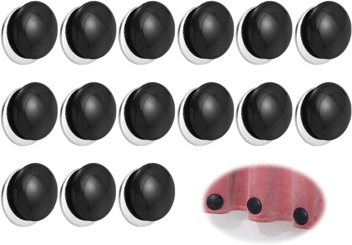 15 stuks douchegordijnmagneten voor buiten, magnetisch voor gordijnen, douchegordijngewichten, rond, magnetisch, voor tafelkleed, gordijnen, vlaggen (zwart, 4 cm)