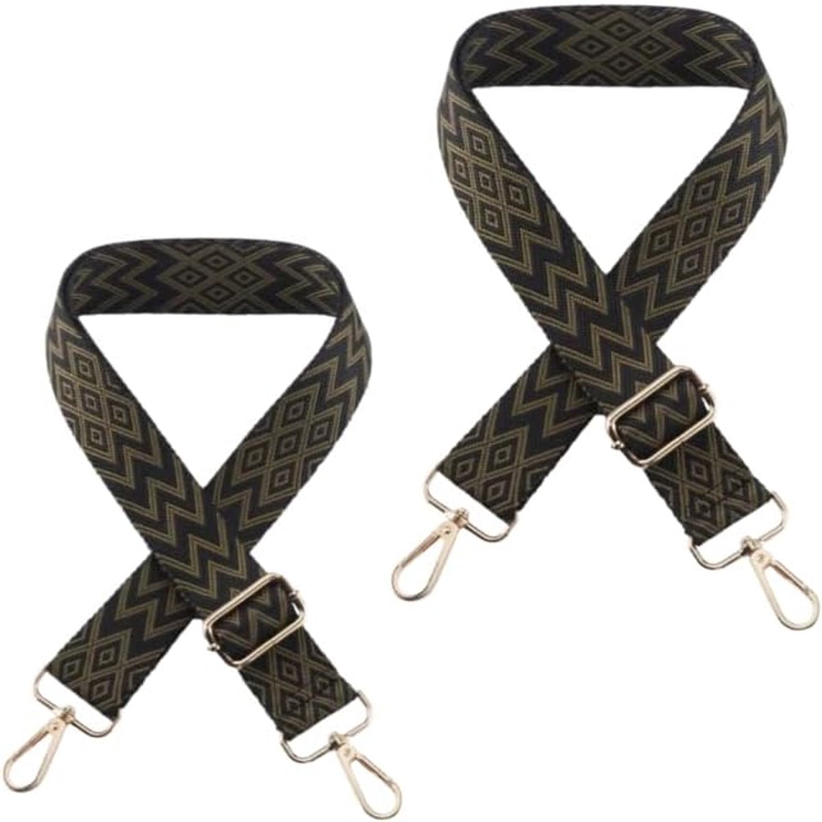 2 stuks tasriemen, schouderriemen, verstelbaar, 80-135 cm, wisselriemenset voor handtas, crossbody tas van leer, bruin/zwart