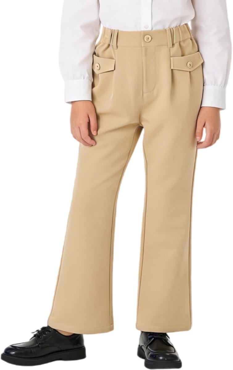 Formele uniformbroek voor meisjes, elastische tailleband, broekspijpen, elastisch, school