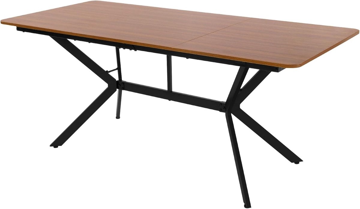 Donkerbruine Eettafel 180x80x75 cm Rechthoekige Tafel voor 6 Personen Industriële Keuken- en Woonkamertafel Stalen Frame Robuust Ontwerp Bureau Hoogte Verstelbare Schroefvoeten
