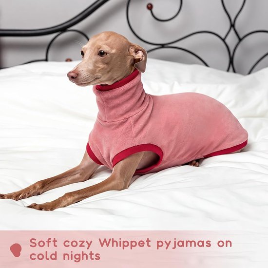 Windhond fleece trui, Whippet pyjama Whippet fleece jas Italiaanse windhond kleding hondentrui coltrui (rood, XS) — afbeelding 5