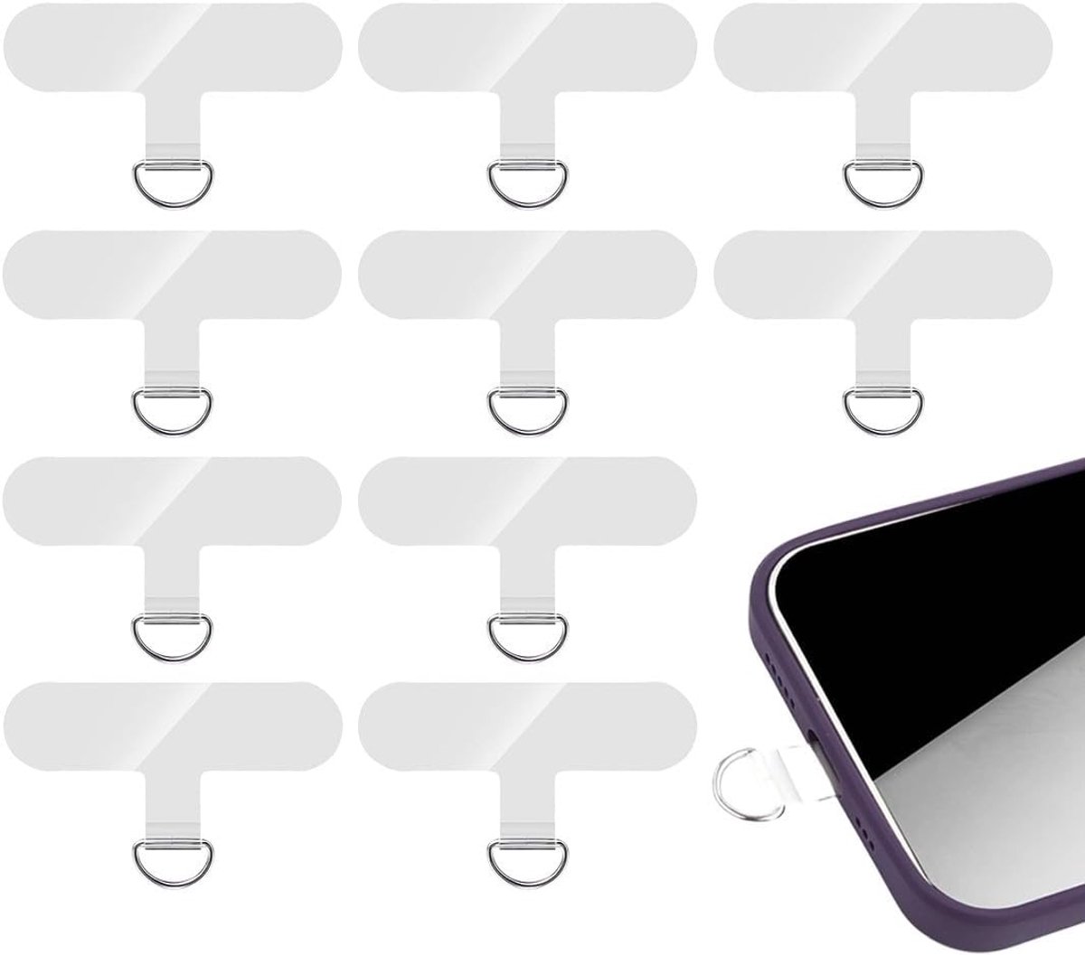 Universele pads, 10 stuks transparant, multifunctioneel telefoonkoord, patchwork, universele telefoonketting, telefoonpatch voor de meeste smartphones (zonder lijm)