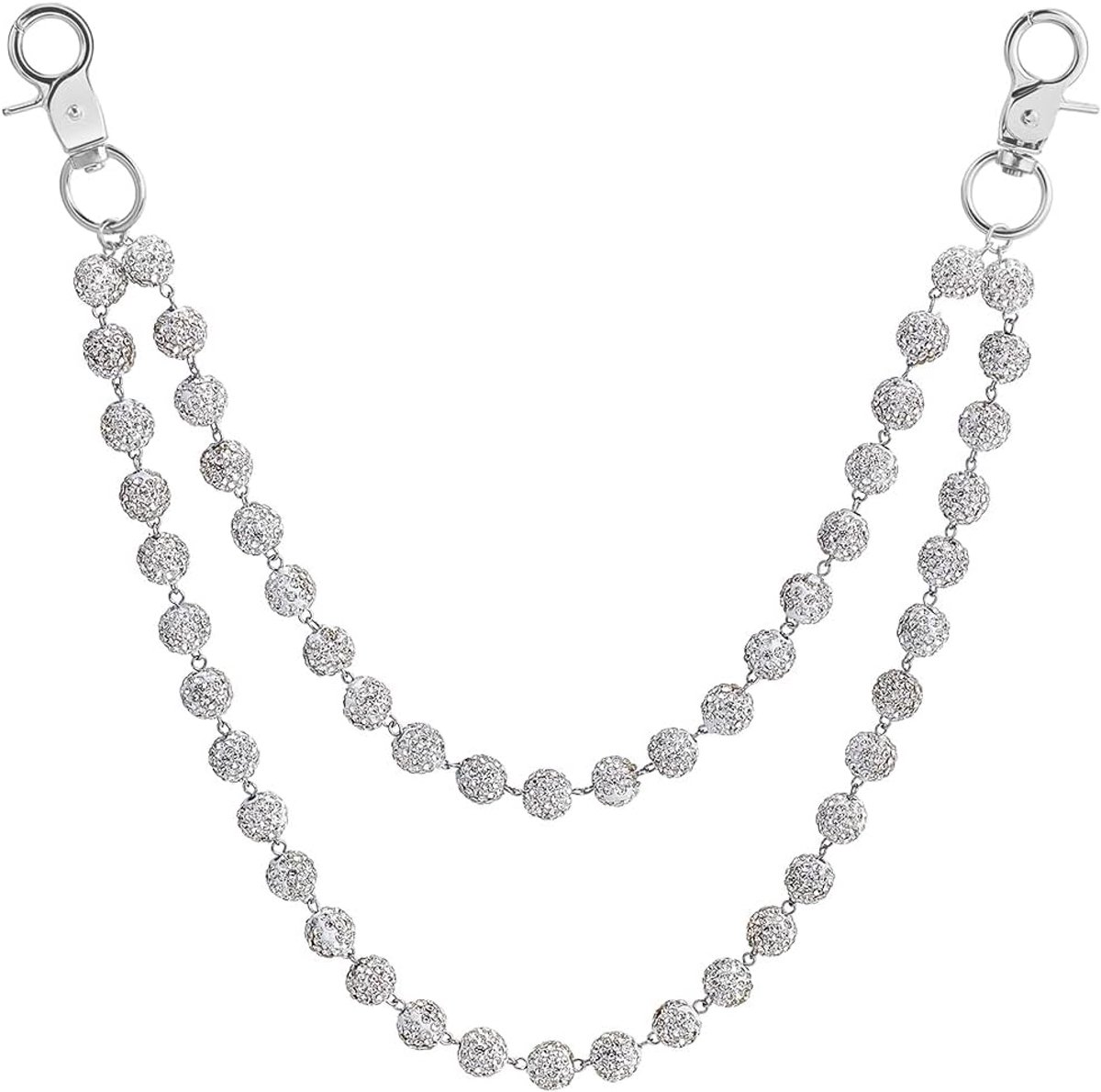 Kralen portemonnee ketting zilver gelaagde glanzende Boheemse broek ketting voor mannen vrouwen taille punk portemonnee jeans kleding tas accessoire stijlvolle duurzame