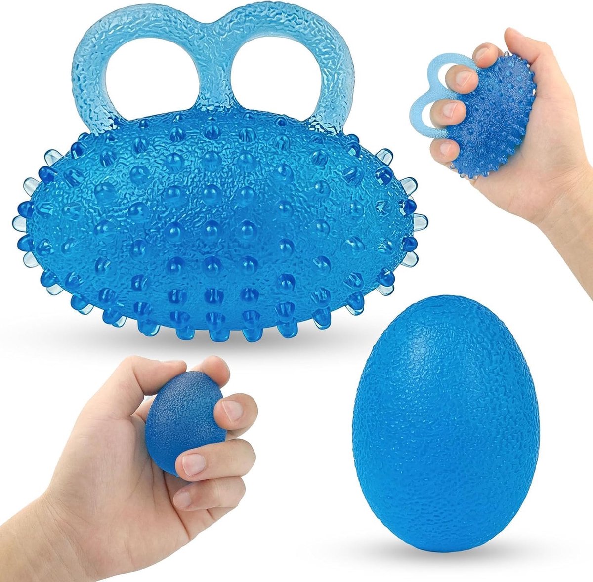 vingertrainer bal, rubberen eivormige gelbal 2 set