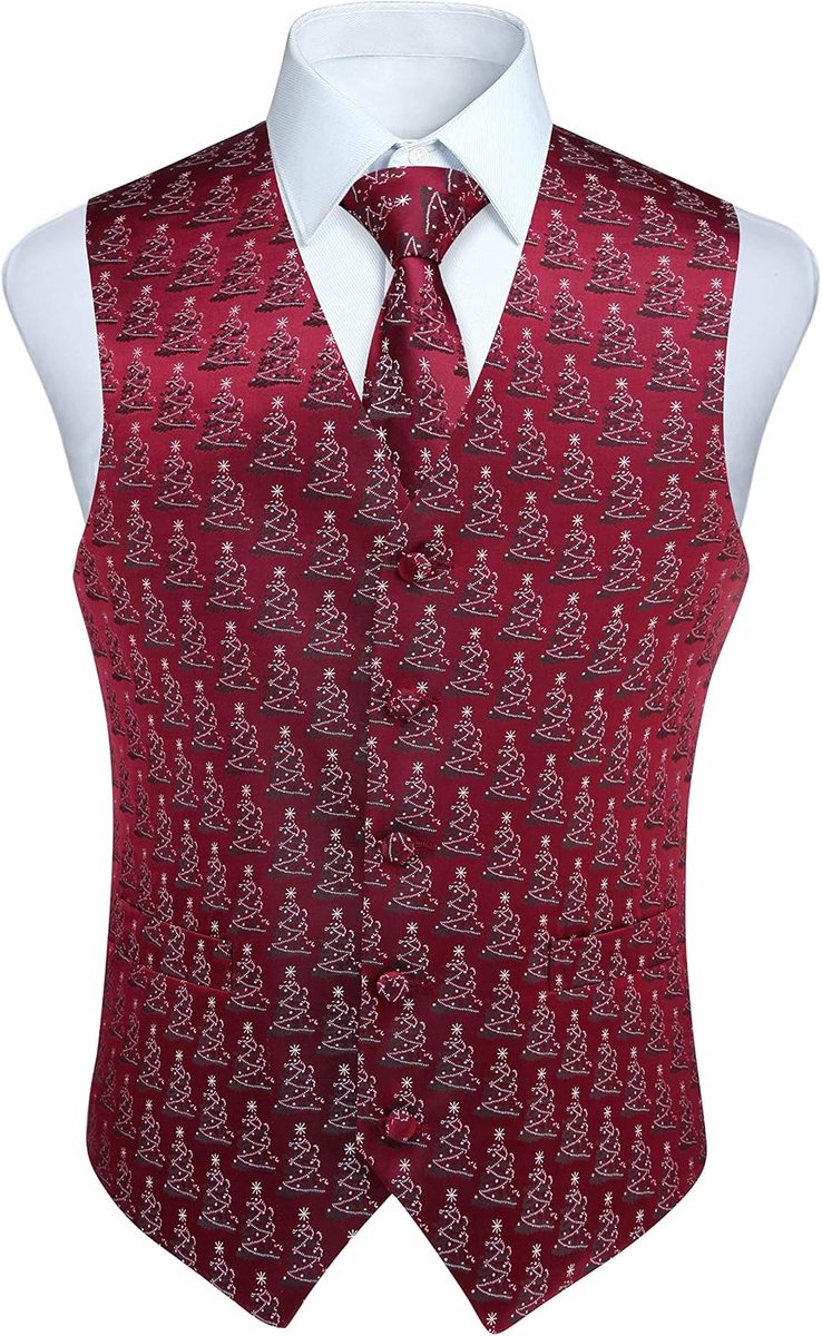 Leuk colbertje voor heren, kerstmis, feestelijke kerstman, kerstvest, stropdas, zak, vierkant, zakdoek, vest, pakset, XS-4XL