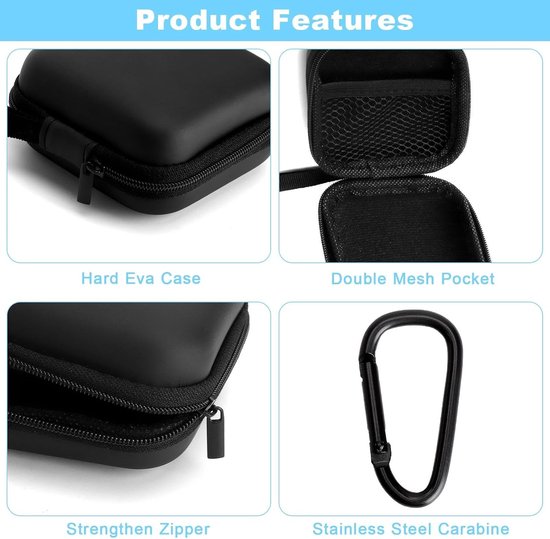 2 stuks mini-hoofdtelefoontas, hoofdtelefoontas, case, hoes voor AirPods Pro 3, headset-opbergtas, hoofdtelefoon, beschermtas, stootvaste oordopjes, hoes, etui voor in-ear oordopjes, MP3-speler — afbeelding 3