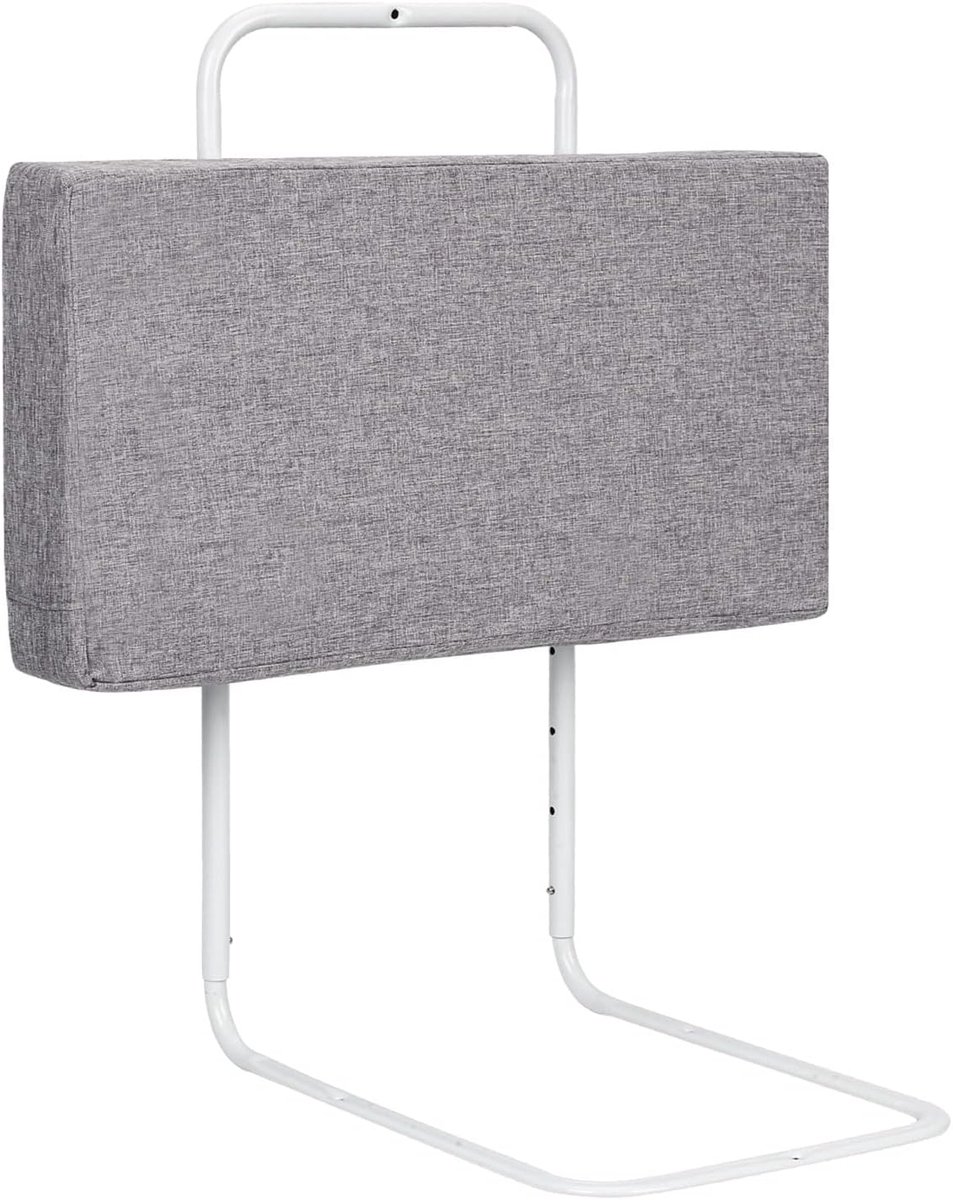 Bedhekje voor kinderen, 60 x 28 cm, met 5 gaten, in hoogte verstelbaar, valbescherming bed, kinderbedhek, inklapbaar, eenvoudig te monteren, grijs
