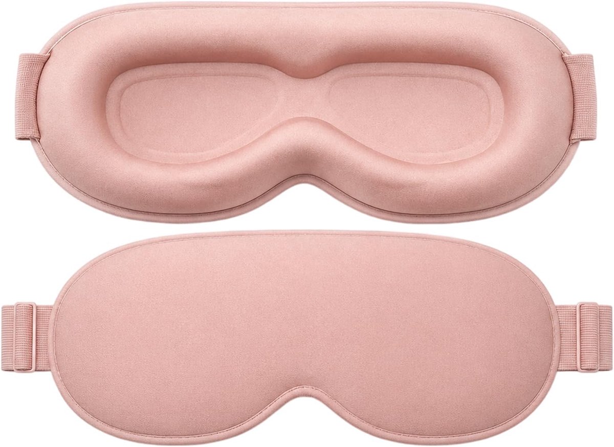 Slaapmasker 1 Stuk, 3D Ontwerp in Roze met Memory Foam, 25x10x2cm, Volledige Verduistering zonder Druk, Verstelbaar Voorhoofdmasker voor Reizen en Kantoor, Zacht en Ademend