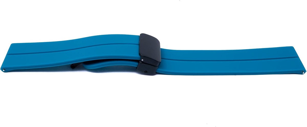System-S Armband 20 mm van siliconen met klapsluiting voor smartwatch in blauw, blauw, Eine Grösse