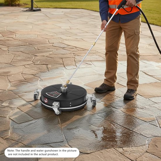 15 inch oppervlaktereiniger voor hogedrukreiniger, 4-wiel, professionele oppervlaktereiniger, roestvrij staal, tot 4000 psi, met spatbescherming en verlengstang, voor terras, oprit — afbeelding 3