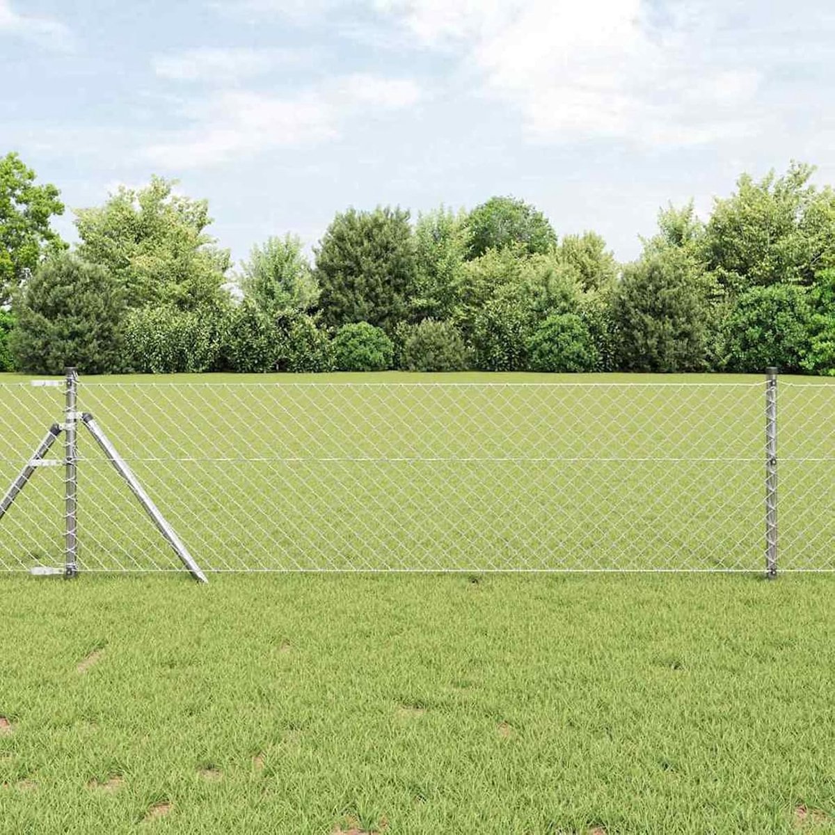 Hekpalen zilver 25 x 0,4 m (40 x 40 mm maas) staal, net voor kleine dieren, mobiele omheining, tuinhek voor tuin, huis, binnenplaats, kippenhek, konijnenverblijf, wildschutz3351138