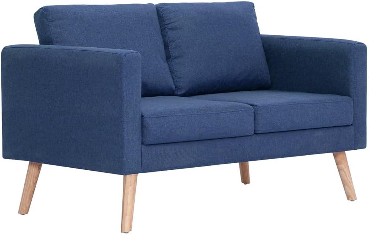 2-zitsbank met houten frame loungesofa woonkamerbank slaapkamerbank armleuningsofa zitbank bankstel rugleuning sofa gestoffeerde sofa stoffen sofa zitmeubel stof blauw