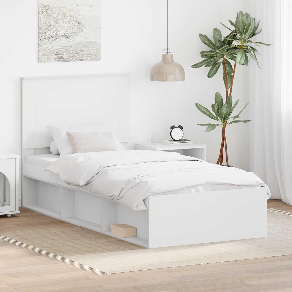 Grenenhout modern design hoofdbord wit 90 x 200 cm