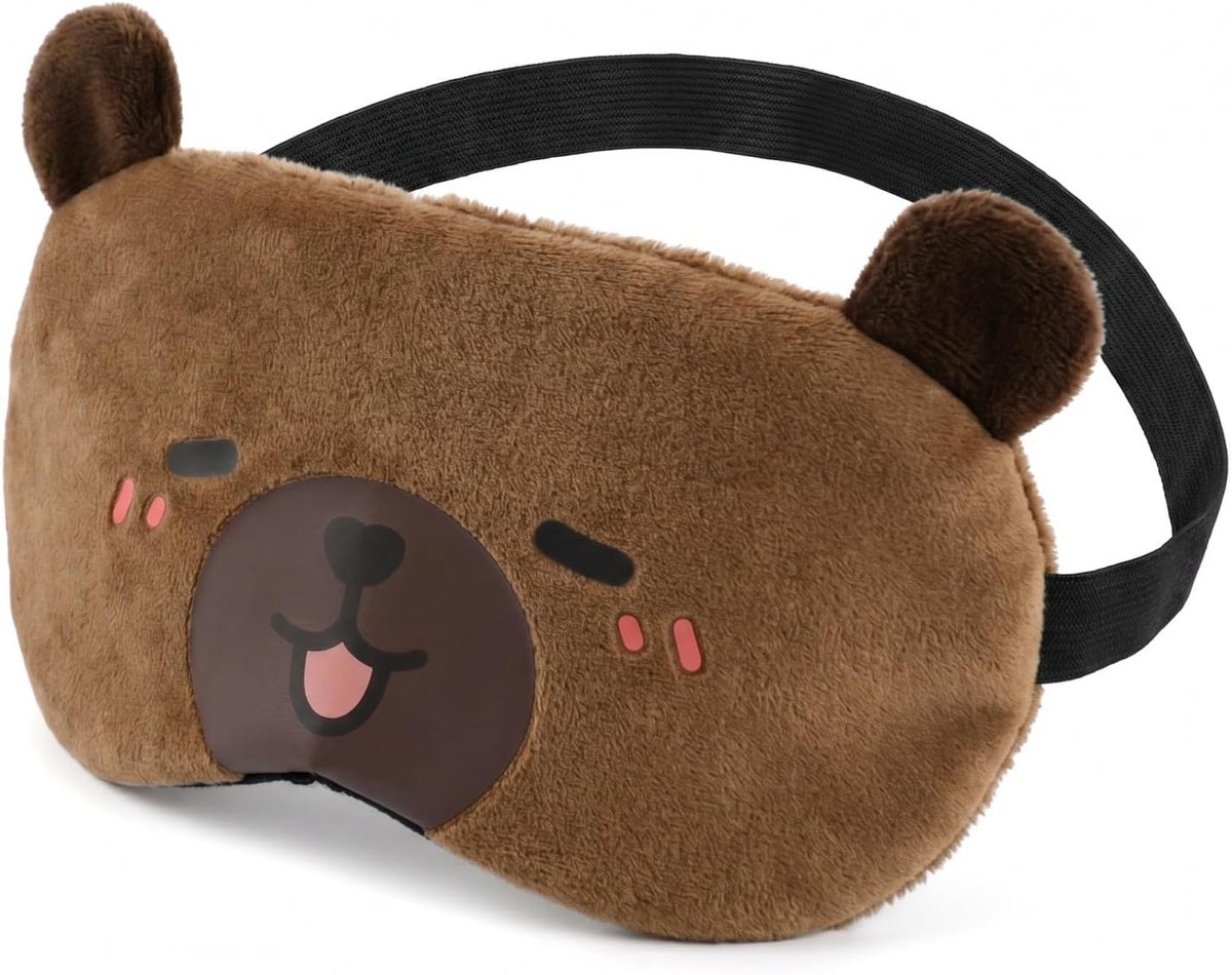 Schattig slaapmasker, ademend nachtmasker met opbergtas, zeer comfortabel, voor reizen, dutjes (bruin)