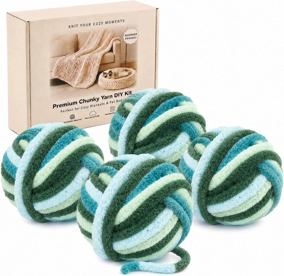 Yarn geschenkdoos 1 kg, 108 m chenille XXL wol Sea Ocean