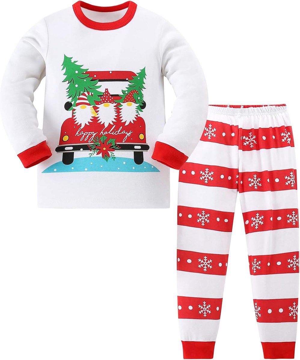 jongens Pyjama meisjes Kinderen Kerstpyjama Lange mouwen katoen tweedelig 3-12 jaar