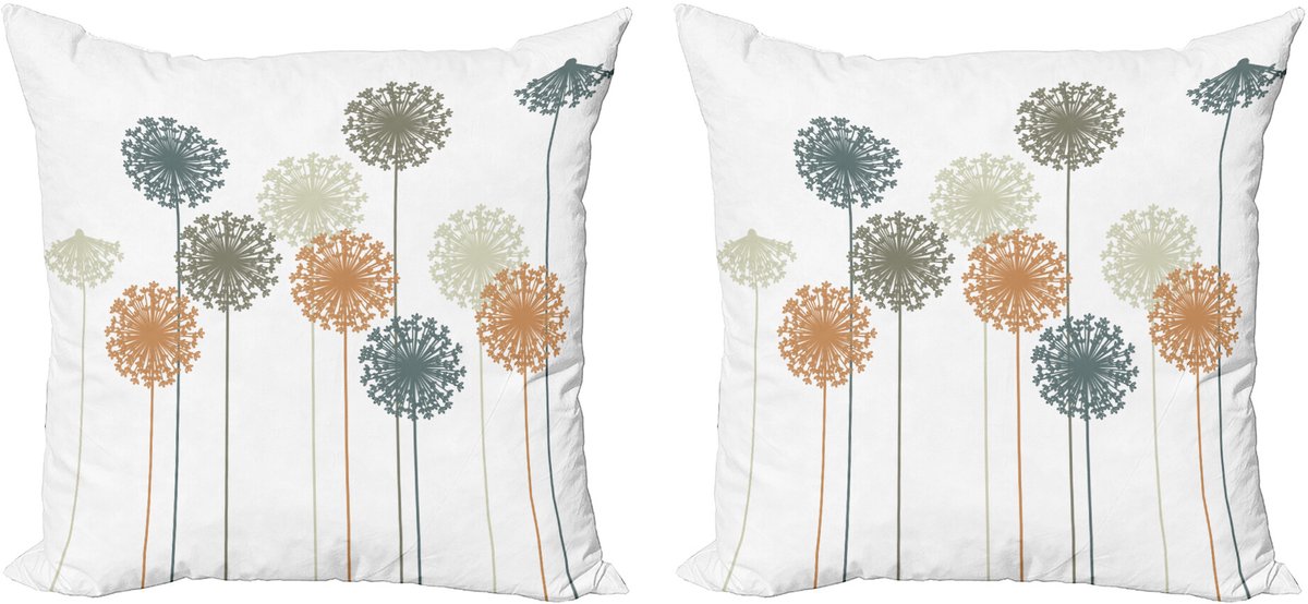 ABAKUHAUS Paardenbloem Sierkussenhoes Set van 2, Wiese in Sommersaison, Modern Accent Dubbelzijdige Digitale Print, 40x40, Meerkleurig