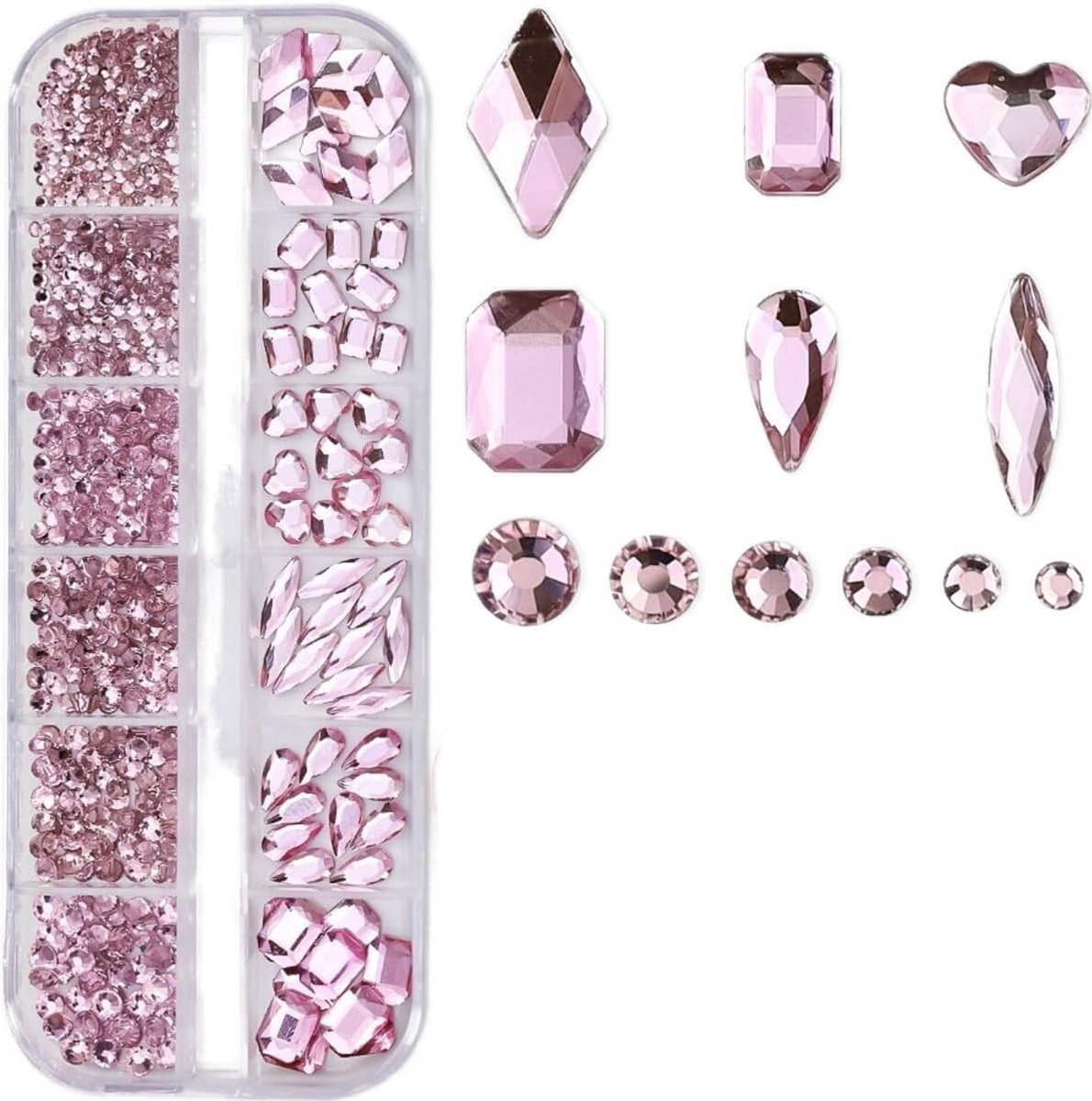 - Steentjes in doos - Rhinestones set tools set steentjes plak glitter steen doosje Nail art knutselen naaien