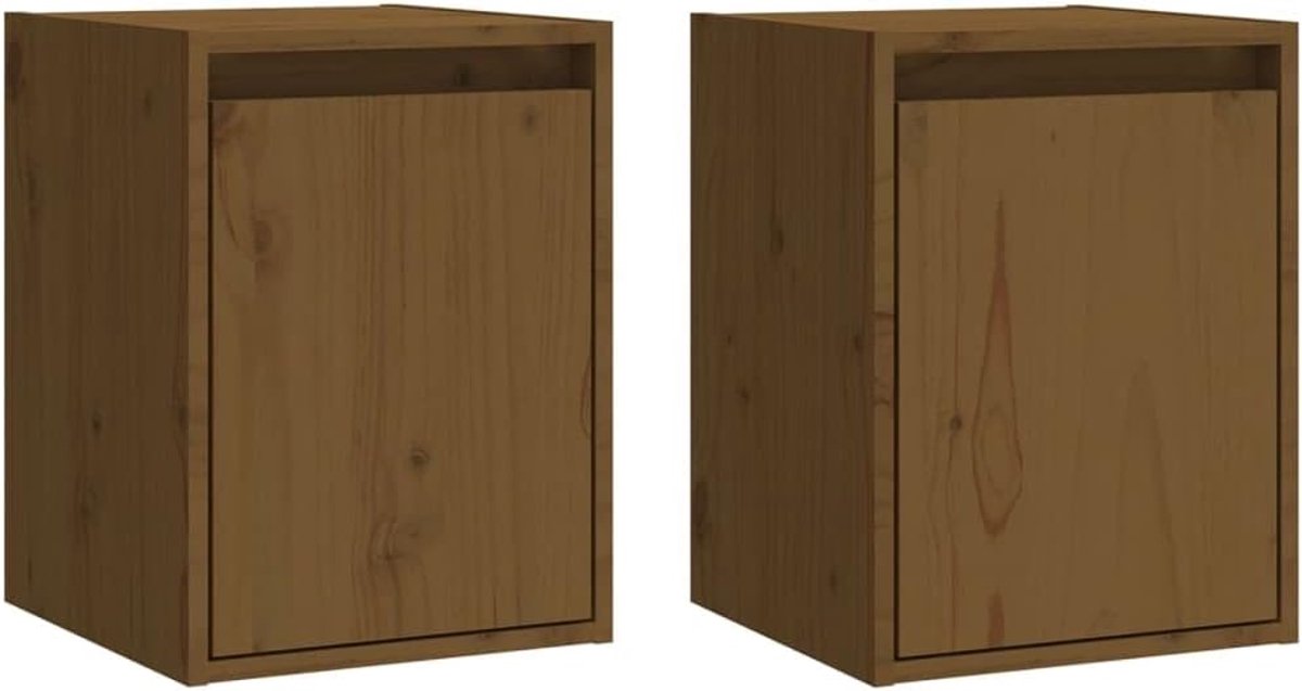Boekenkast, zwevend badkamerrek, plantenrek, zwevende plank, wandkasten, 2 stuks, honingbruin, 30 x 30 x 40 cm, massief grenen voor kantoor, slaapkamer, badkamer, woonkamer