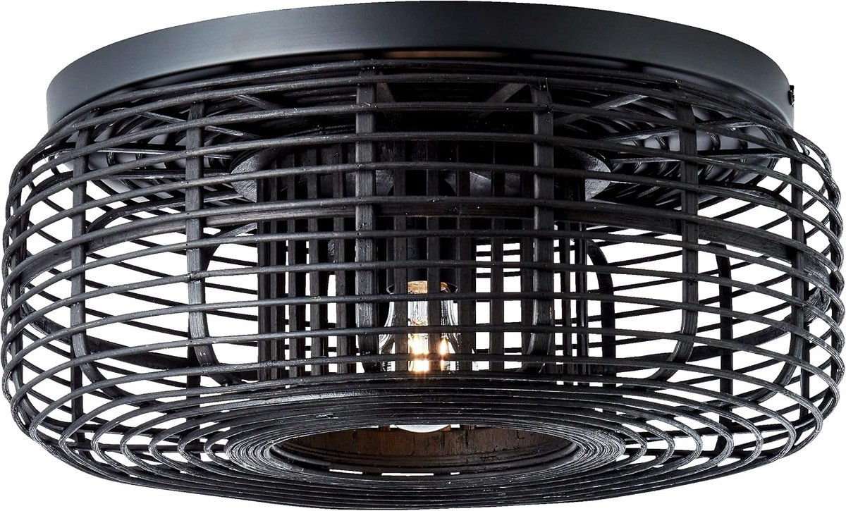 Plafondlamp, dimbare bamboe plafondlamp, Ø 45cm, E27 fitting voor max. 40