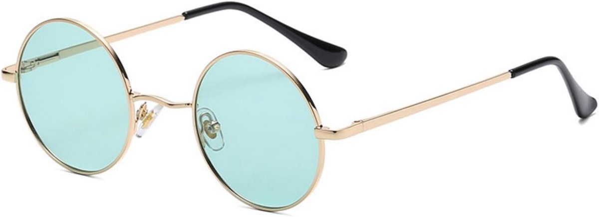 Ronde zonnebril voor dames en heren, gepolariseerde zonnebril met metalen frame, hippie, UV400