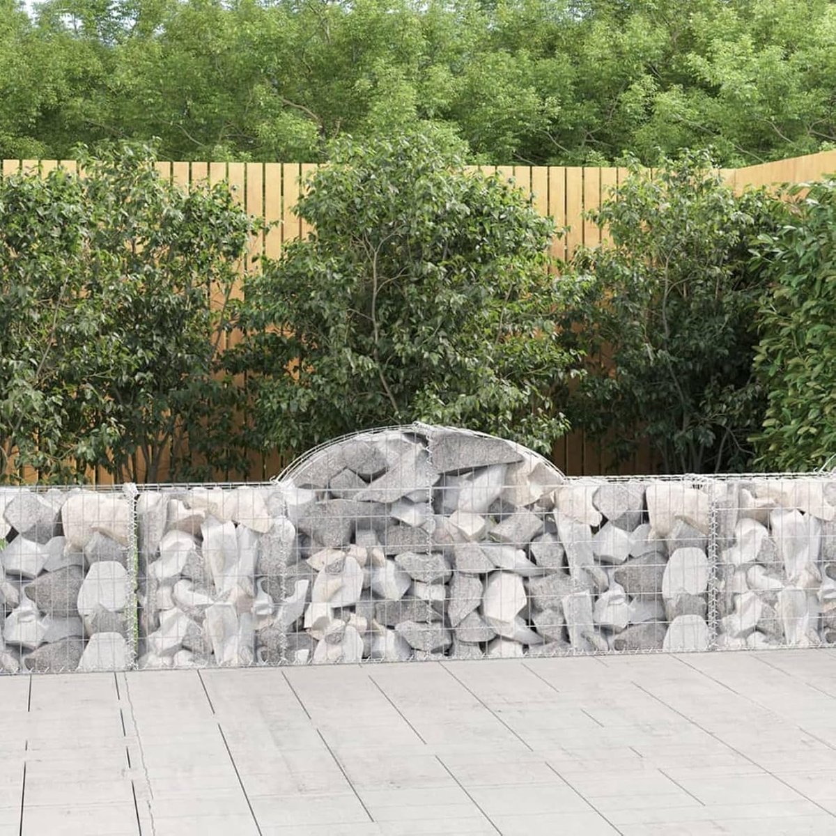 Schanskorven met hoge boog 7 stuks 200x30x60/80 cm verzinkt ijzer, schanskorf steenkorf schanskorf muur voor zichtwering tuinbegrenzing Terras3146073
