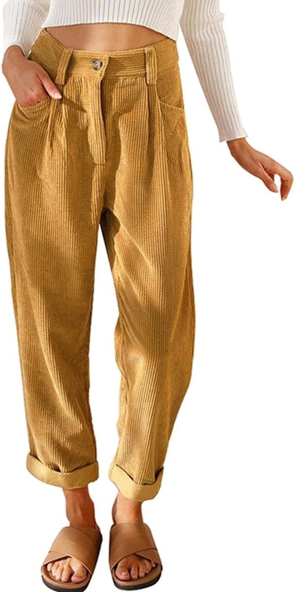 Corduroy broek voor dames, hoge taille, corduroy broek, warme corduroy broek, elastische taille, broek voor dames, winter, rechte pijpen, losse corduroy, jeans, casual, comfortabele