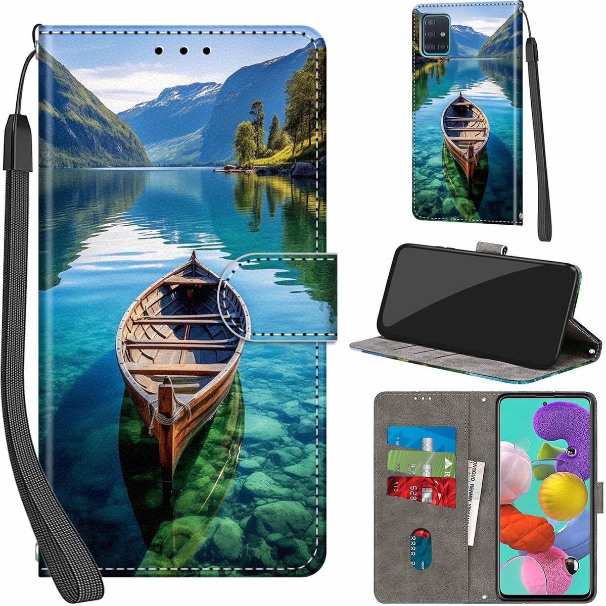 Hoesje voor Samsung Galaxy A51 4G, De boot | Kunstleer, Kaartsleuf en portemonnee, Magnetische flip case, Standfunctie