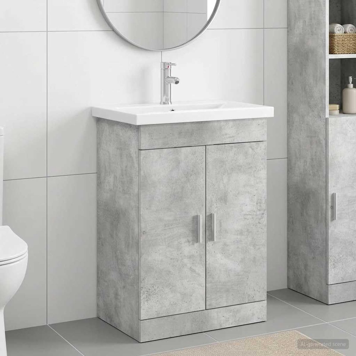 Badkamermeubelset betongrijs 61 x 40 x 84,5 cm houtmateriaal