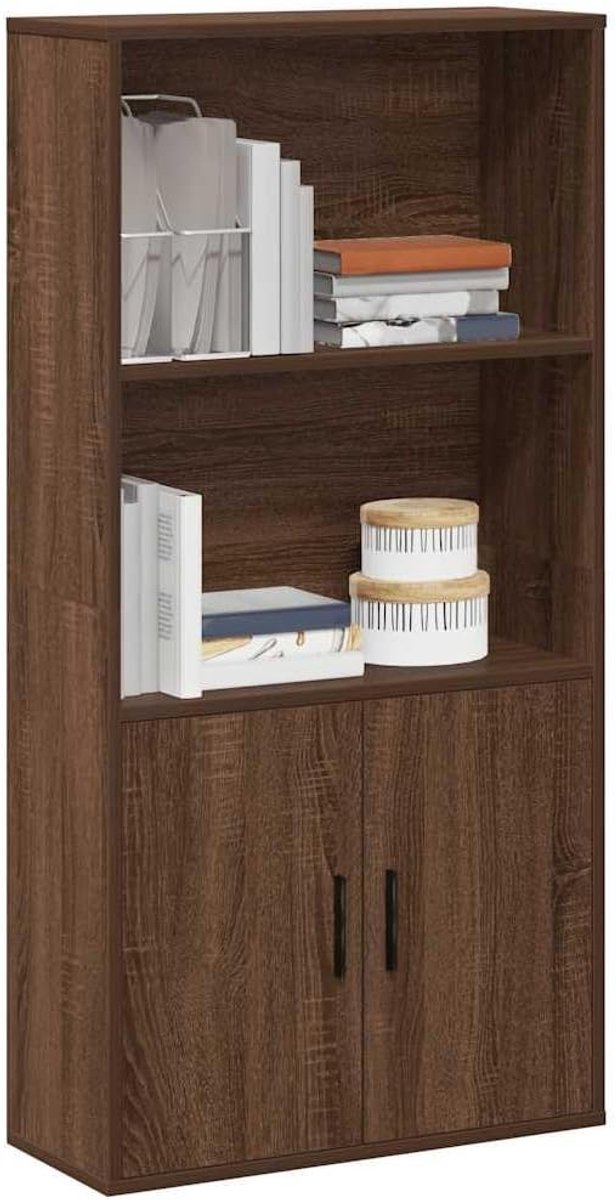 Boekenkast bruin eiken look 60x24x120 cm houtmateriaal met deuren