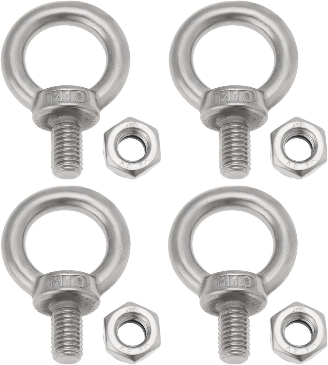 Dailygoods- Oogbout M5 - 4x Oogbouten - 4x Borgmoeren - Roestvrij Staal - Sterkte 8.8 - Voor Mechanische Apparatuur - Hijsoog