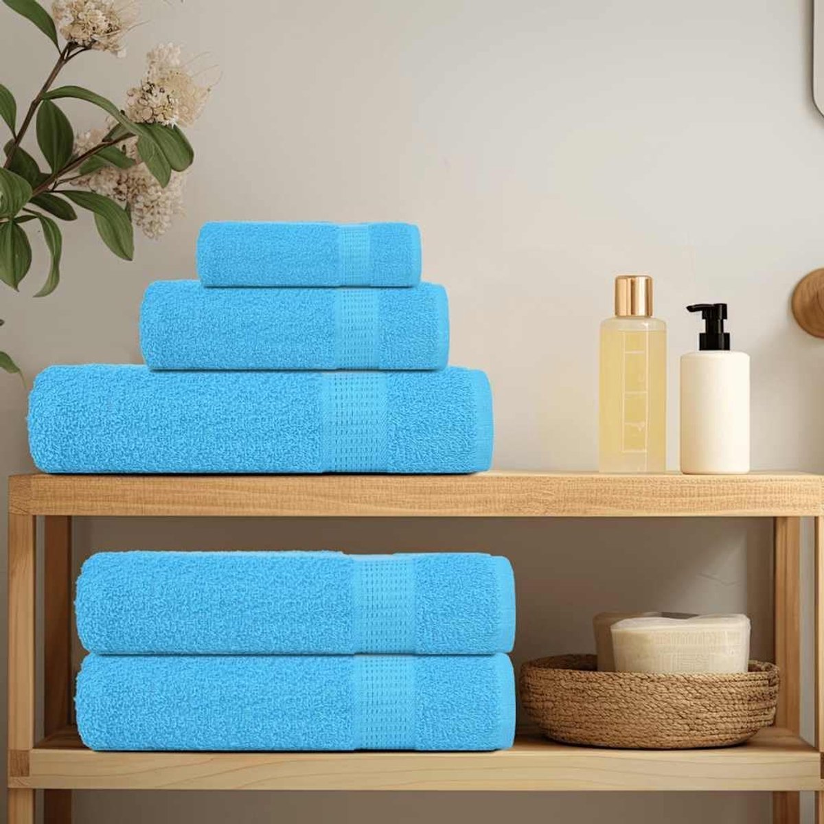 Washandjes, set van 2, 30 x 30 cm, turquoise, zachte katoenen washandjes met ophanglus, duurzaam en absorberend voor gezicht en lichaam