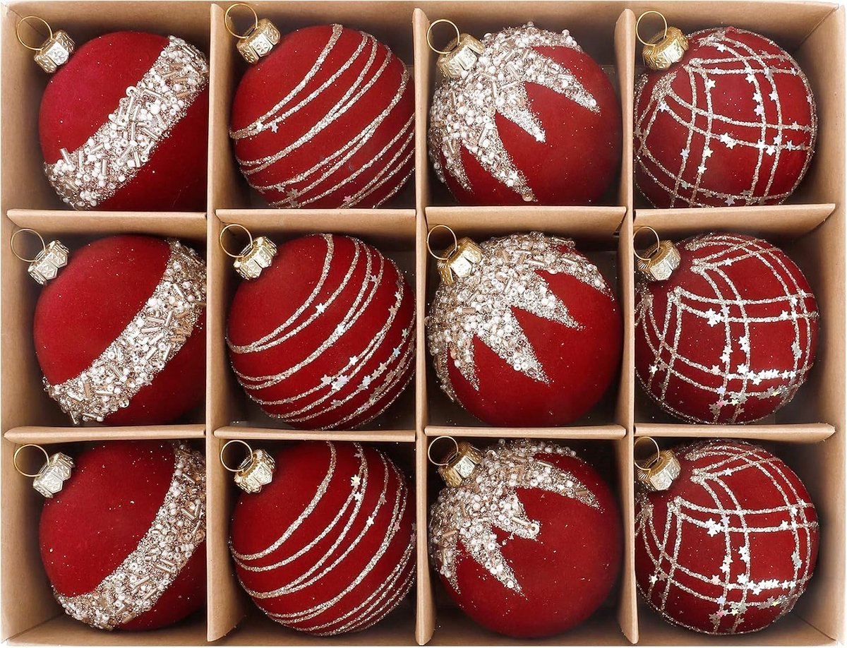 Kerstballen, hangende decoratie voor kerstboom, kerstboomversiering, kerstballen van fluweel