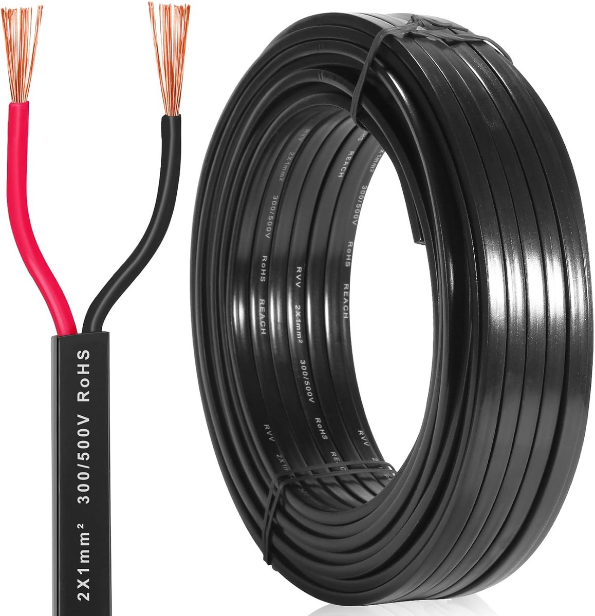 2 Aderige auto aanhangerkabel 10M, 2 draads platte kabel voor aanhangwagen,2 pins aanhanger licht kabel,2 x 1,0 mm² voertuigkabel