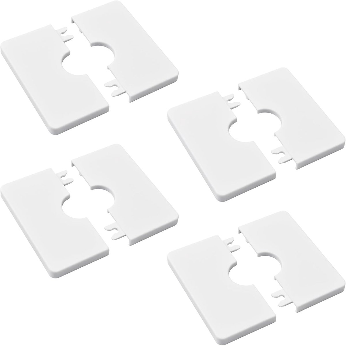 4 stuks Buiswandafdekkingen van ABS-kunststof, vierkante rozet platen, zelfklevende douchepijp plaathoezen voor 22 mm diameter pijpbuisdecoratie (wit)