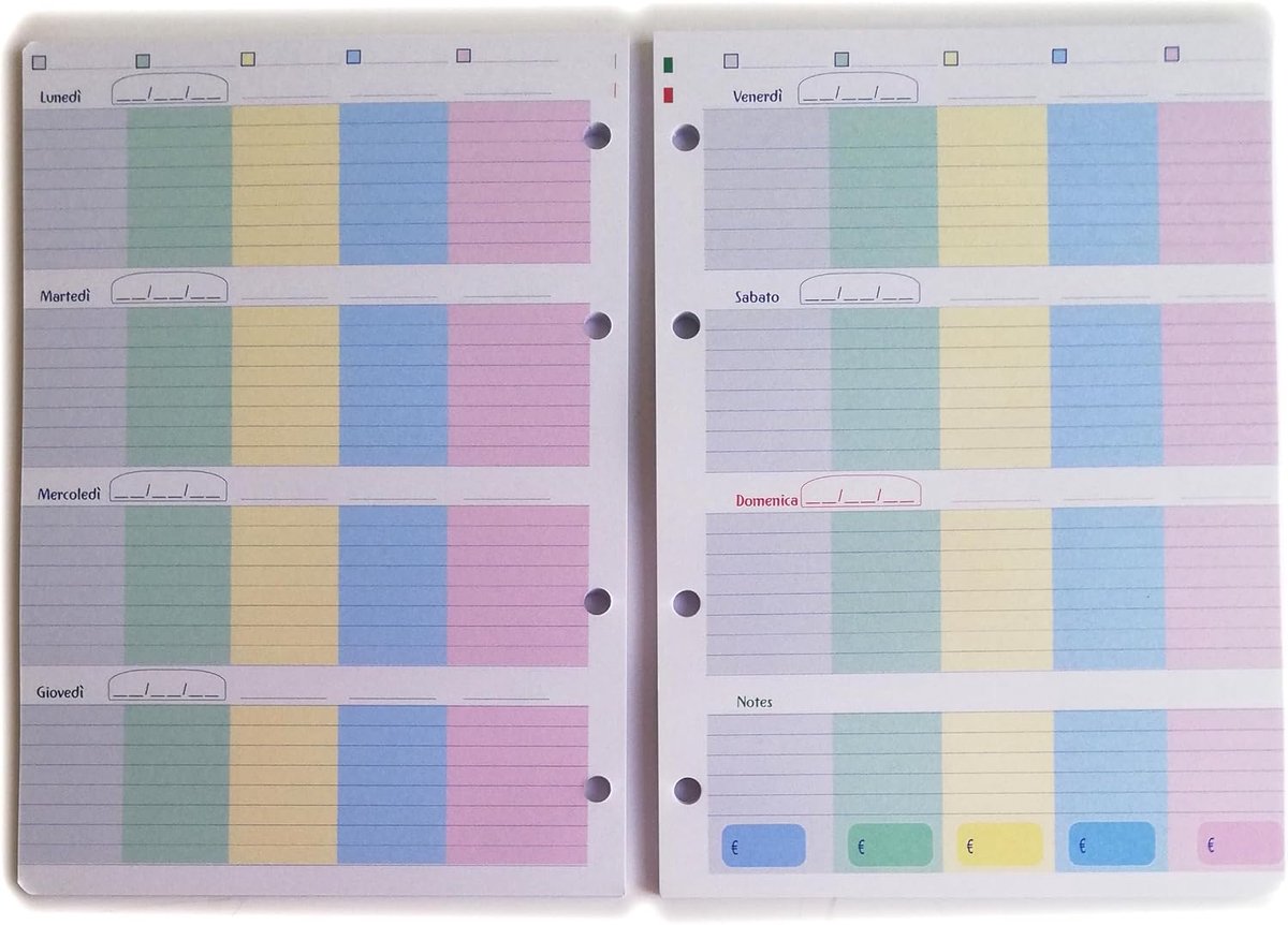 {parent::item_name.value}} A5 calendario con 5 colonne colorate
