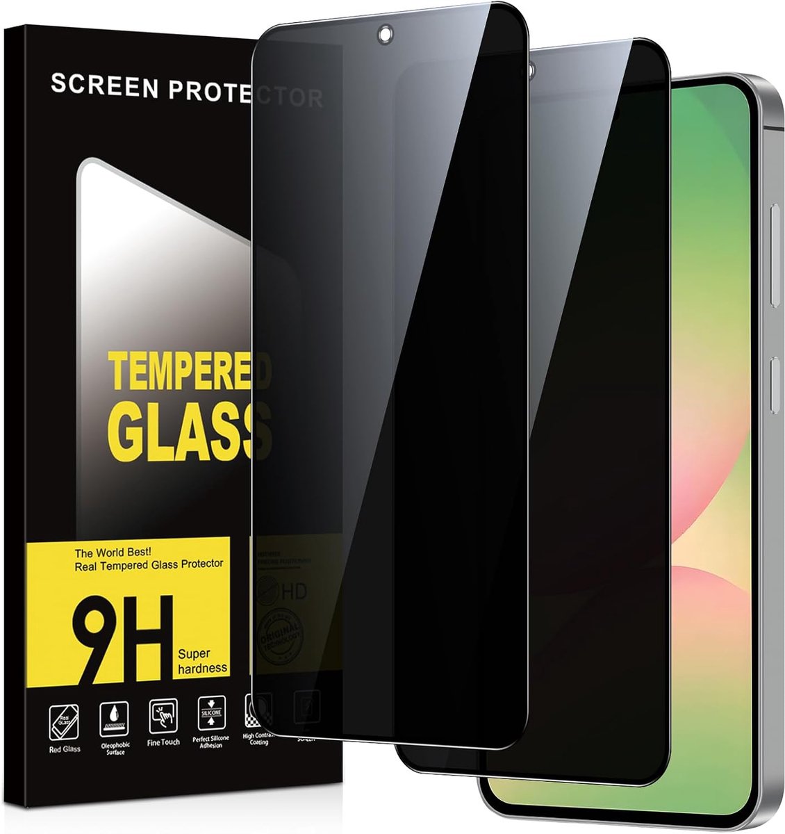 Inkijkbescherming voor Samsung Galaxy A56 5G, 2 stuks, anti-spionage-hardheid, krasbestendig, zonder luchtbellen, privacy screen protector