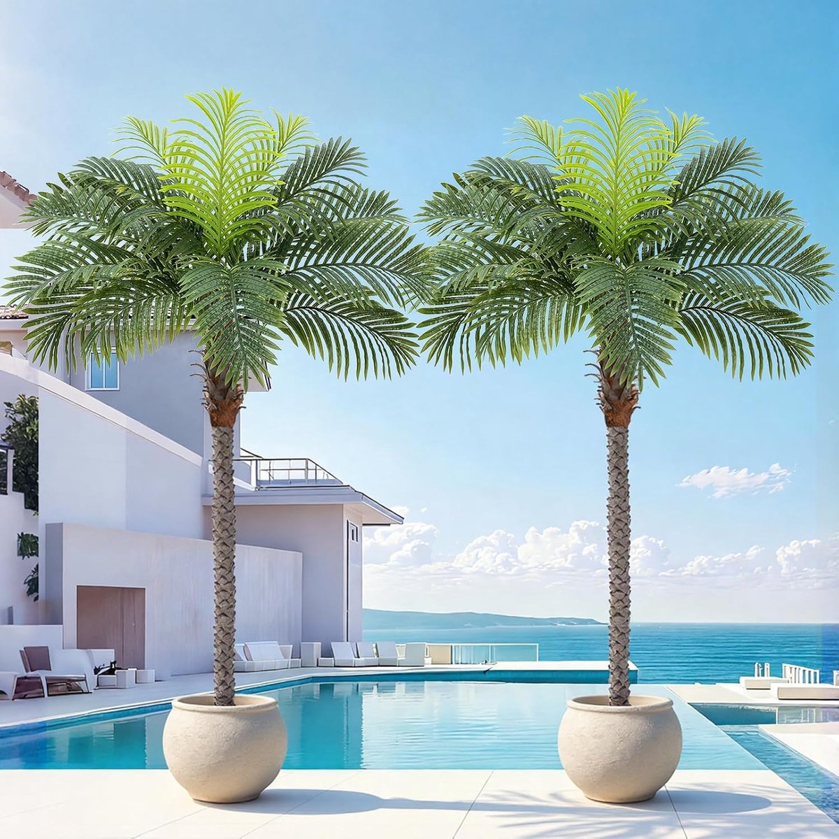 1,8 m hoge kunstmatige fenix-palm voor binnen- en buitendecoratie, grote kunstmatige kokospalm, tropische kunstboom, perfect voor buiten, terras, zwembad