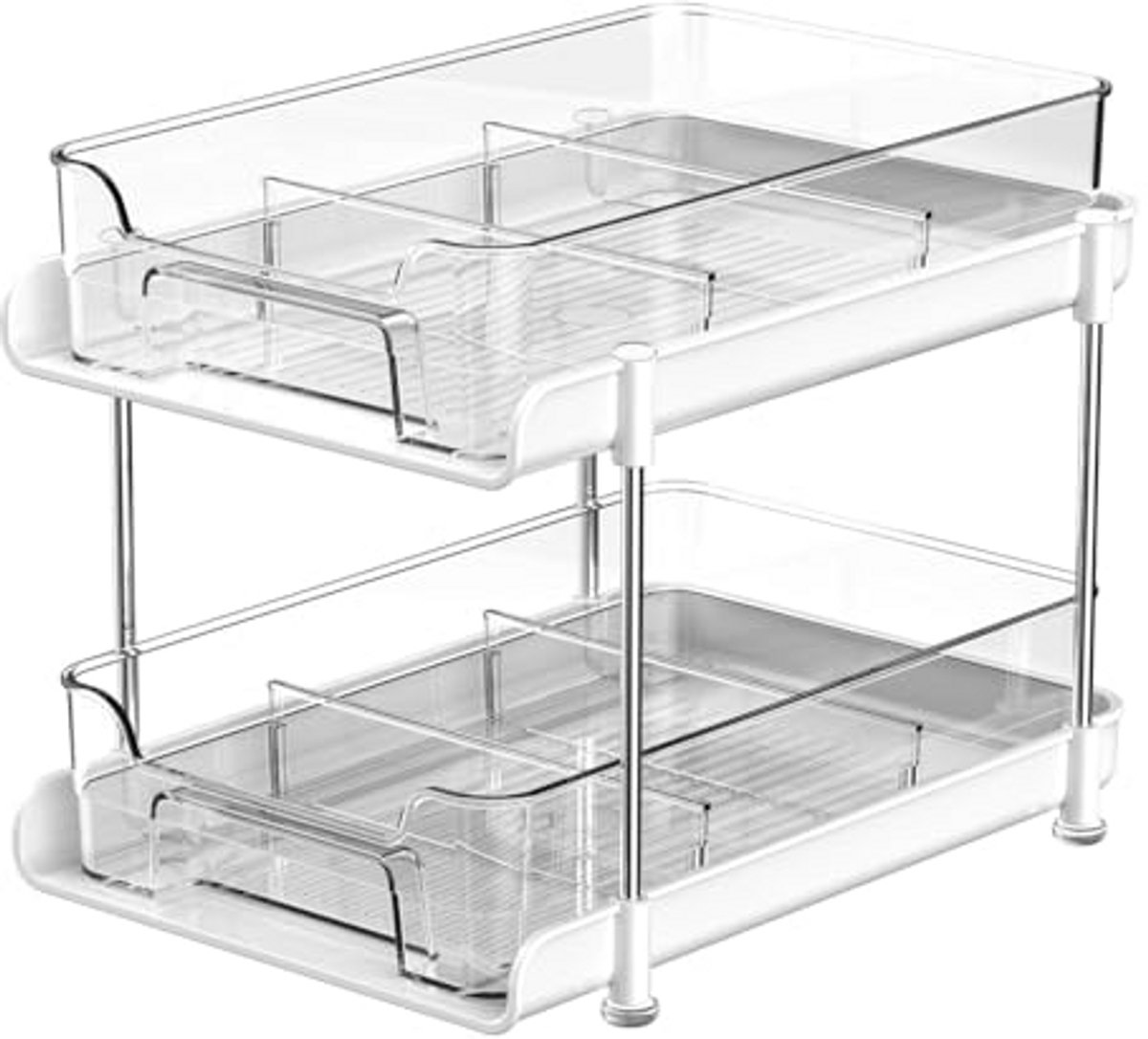 Uitschuifbaar Opbergrek Onder Gootsteen - 2 Laags Kast Organizer voor Keuken en Badkamer - Verstelbaar Opbergsysteem met Laden