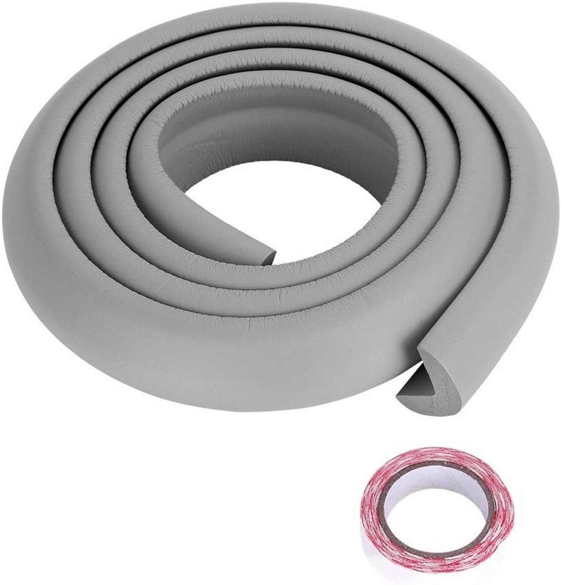Veilige Hoekbeschermer voor Kinderen, L-vormige Extra Dikke Zachte Rubber Strip van 2m met Dubbelzijdige Tape voor Meubelrandbescherming van Kasten, Tafels en Lades (Grijs)