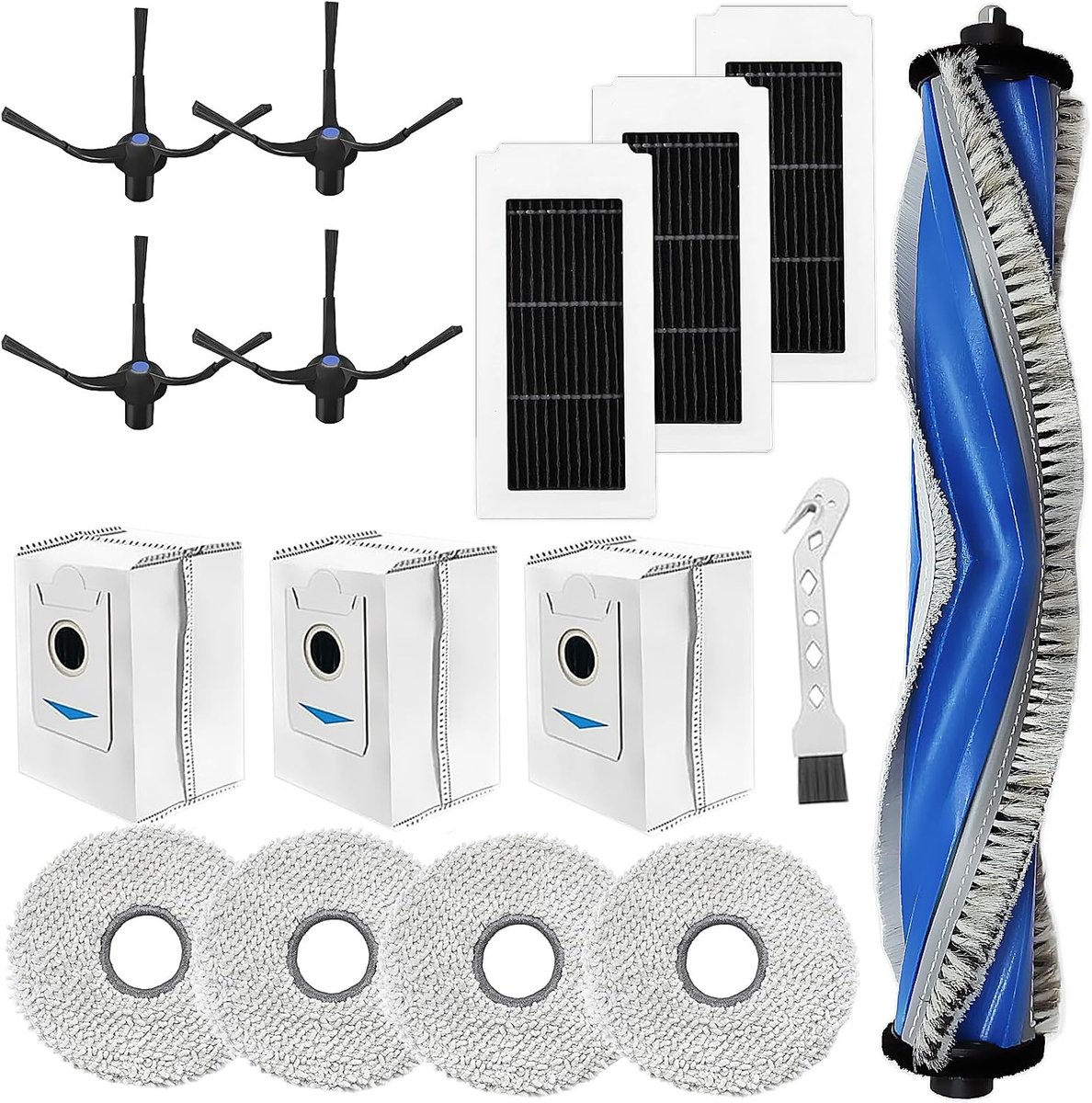 Accessoireset voor Ecovacs Deebot X5 Omni/X5 Pro stofzuiger, reserveonderdeel, hoofdborstel, 4 reinigingsdoeken, 3 stofzakken, 4 zijborstels, 3 filters + borstel